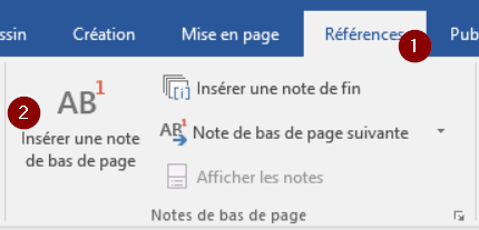 note de bas de page de rapport