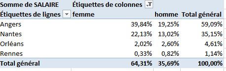 avoir un tableau croisé dynamique en pourcentage