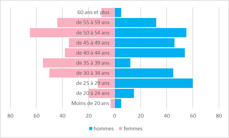 pyramide des âges avec EXCEL