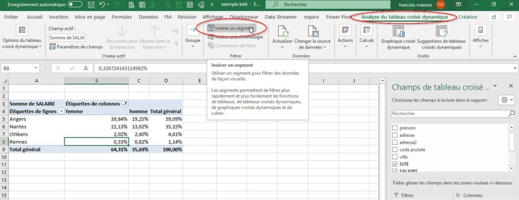 segmentation de tableaux croisés dynamiques