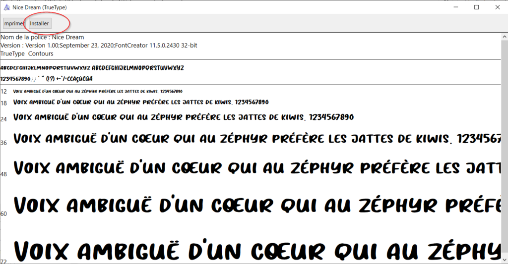 installer la police d'écriture sous windows