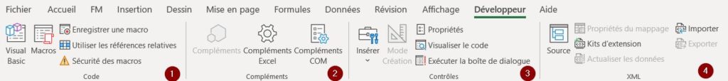 le ruban développeur dans excel