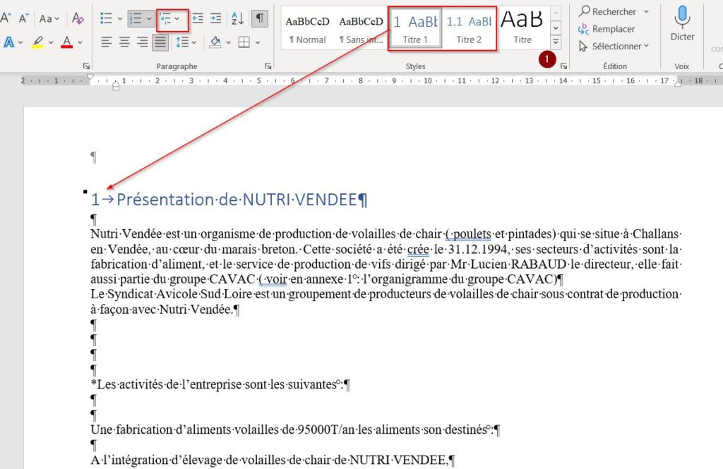 attribuer une hiérarchie à vos titres de rapprot