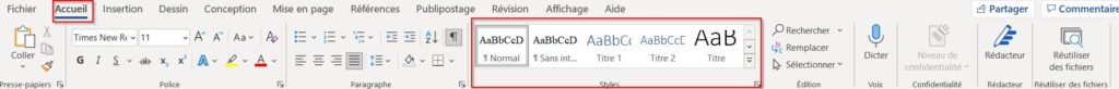 les styles d'écriture dans WORD